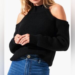 ASTR the Label Ribbed Cold Shoulder Mock Neck Sweater | Black | Size M | NWOT
